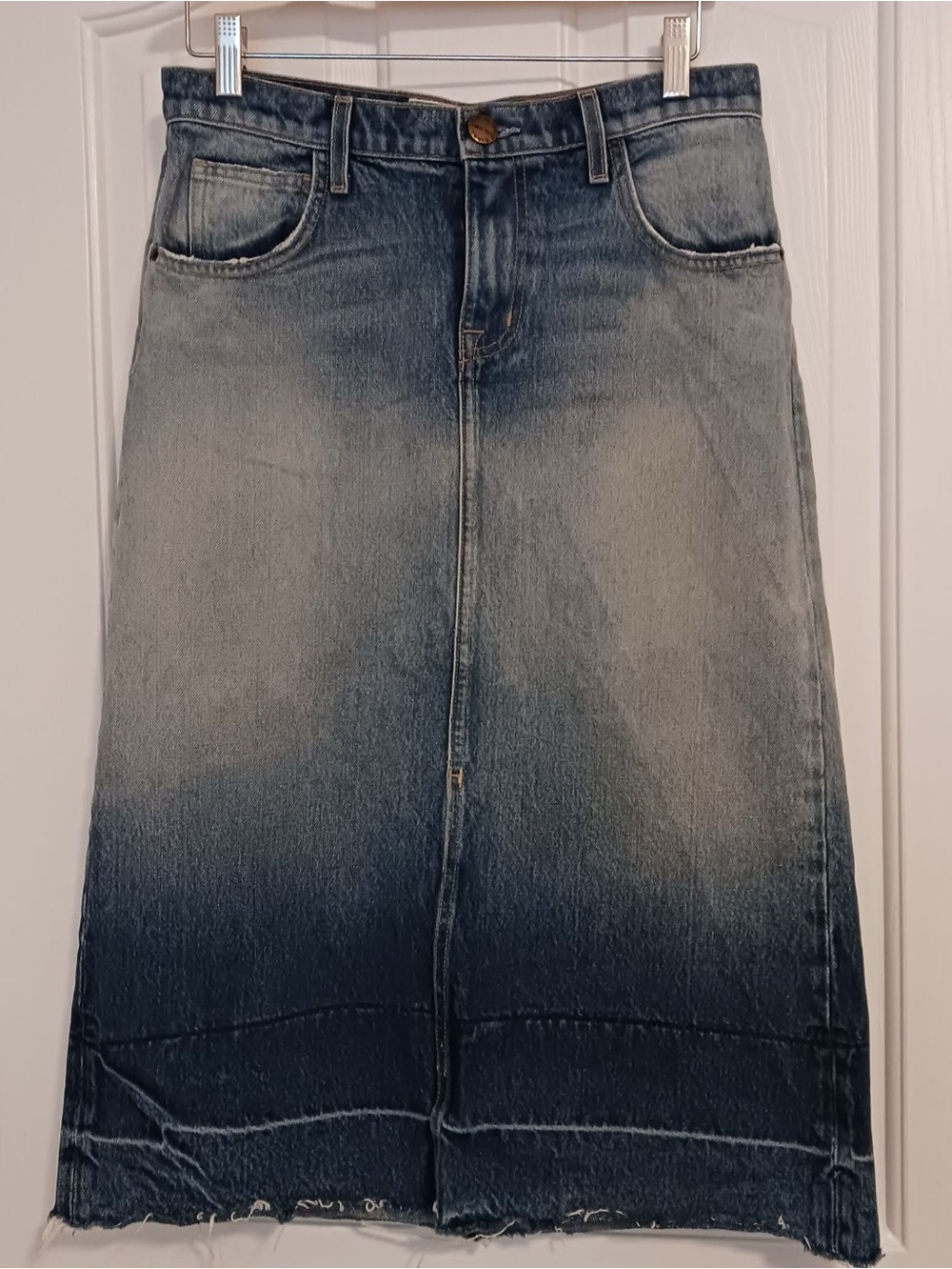 Current/Elliot midi denim skirt the slit maxi light blue wash faded dye - Picture 2 of 4